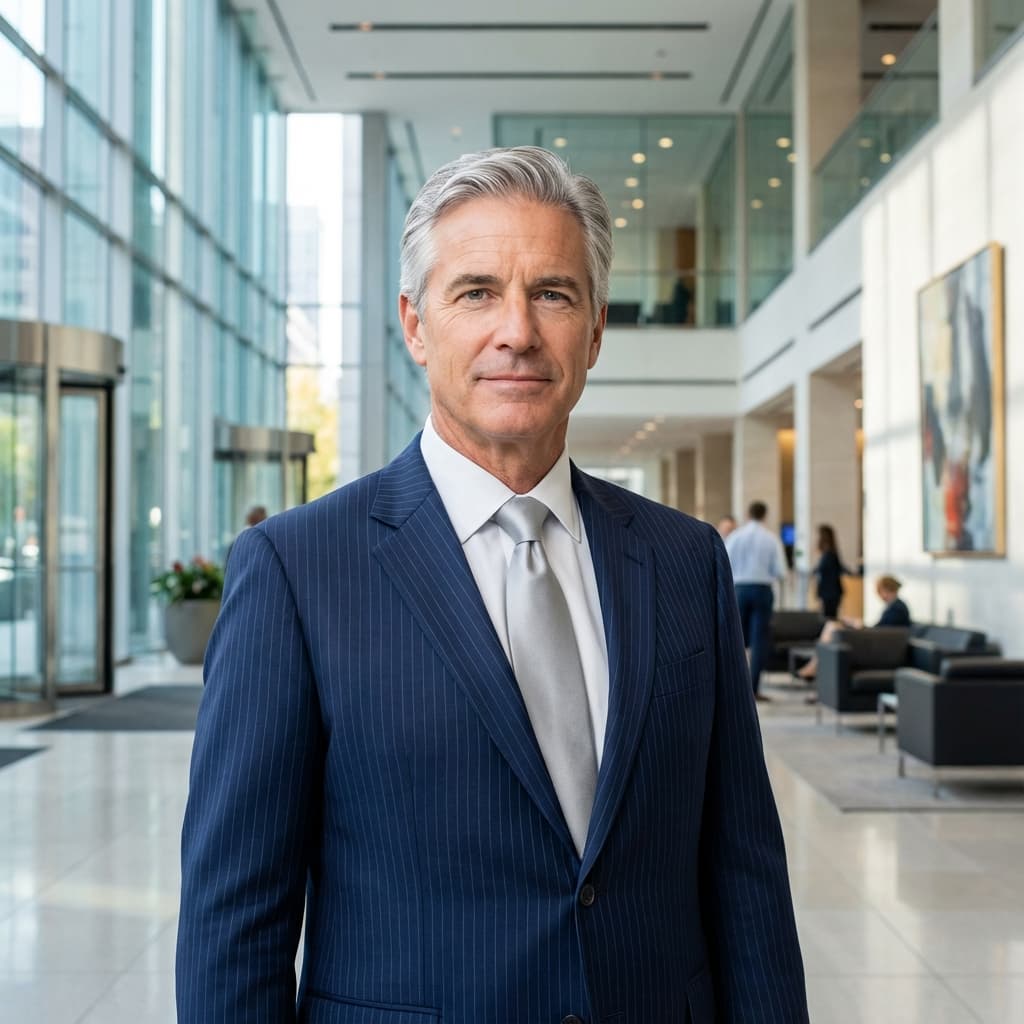 Photorealistic banker representing corporate finance